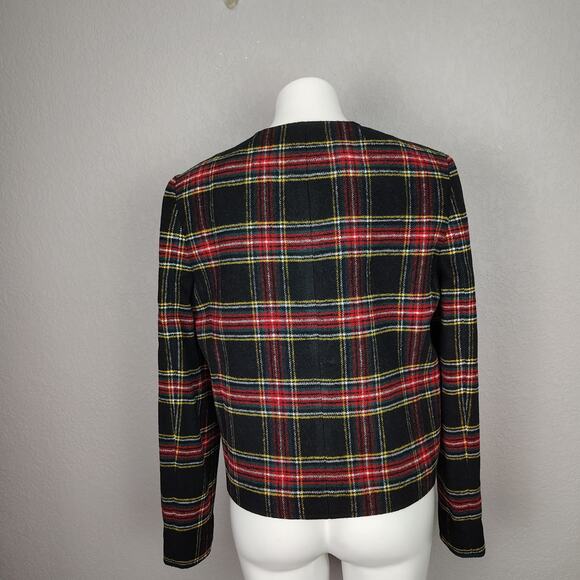 J. Crew Factory Stewart Tartan Wool-Blend Lady Jacket 12 Plaid Wool Blend Blazer - Picture 4 of 15